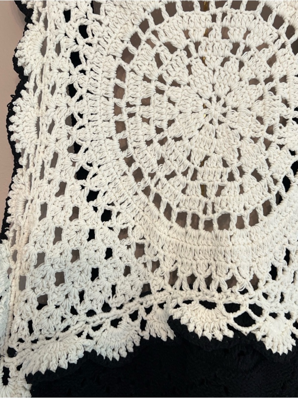 Zara Black And White Crochet  MIDI Dress Women’s Medium Bodycon Bohemian - Picture 4 of 13